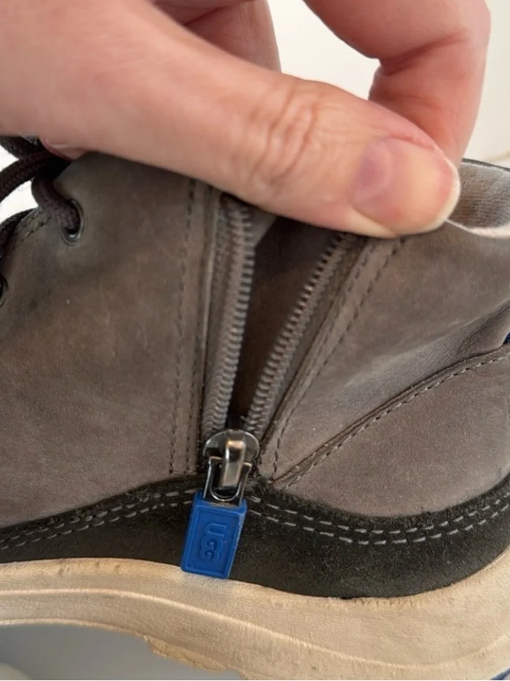 UGG Kids Gray Canoe III Weather Boot with Blue Outsole Accents
